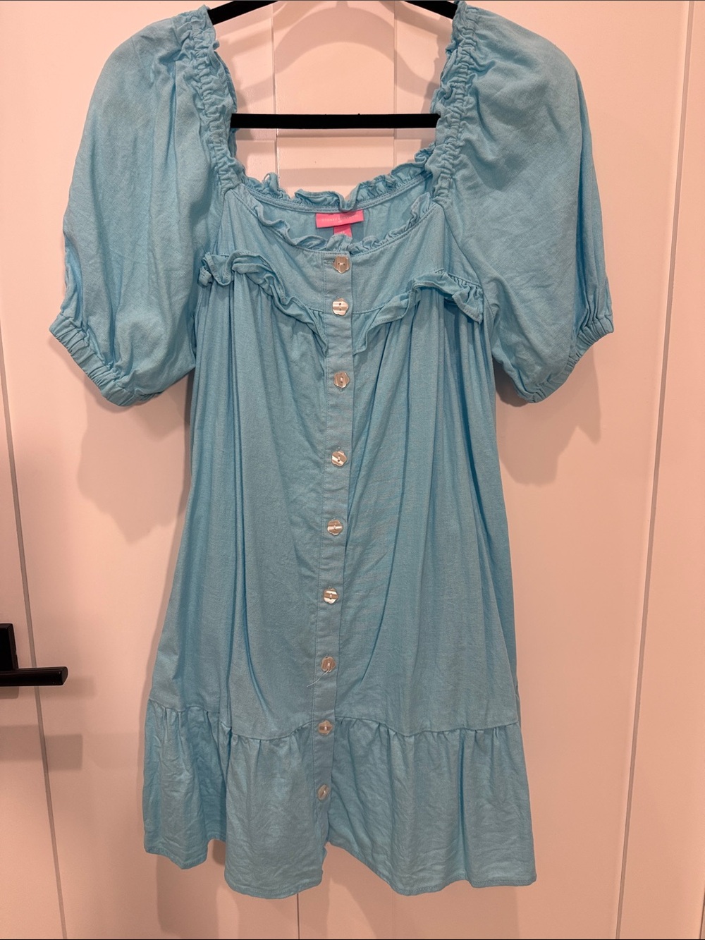 Stoney Clover Lane Baby Blue Button-Front Puff Sleeve Mini Dress